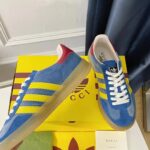 Gucci Unisex Adidas x Gucci Gazelle Sneaker Light Blue Suede Trefoil Embossed - Image 7