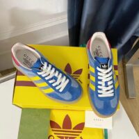 Gucci Unisex Adidas x Gucci Gazelle Sneaker Light Blue Suede Trefoil Embossed (9)