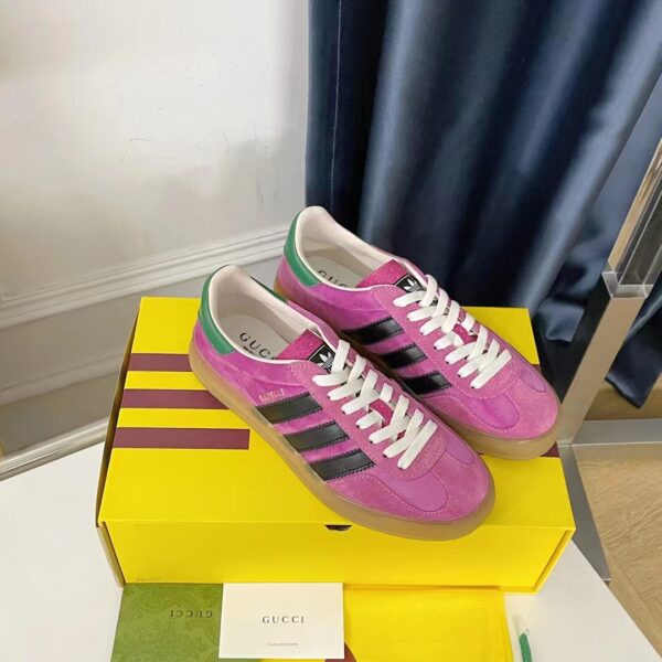 Gucci Unisex Adidas x Gucci Gazelle Sneaker Pink Suede Trefoil Embossed (1)