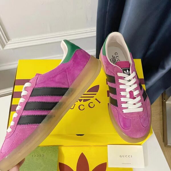 Gucci Unisex Adidas x Gucci Gazelle Sneaker Pink Suede Trefoil Embossed (3)