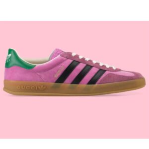Gucci Unisex Adidas x Gucci Gazelle Sneaker Pink Suede Trefoil Embossed