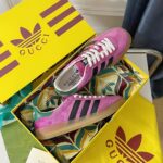 Gucci Unisex Adidas x Gucci Gazelle Sneaker Pink Suede Trefoil Embossed - Image 7
