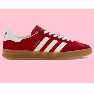 Gucci Unisex Adidas x Gucci Gazelle Sneaker Red Suede Trefoil Embossed