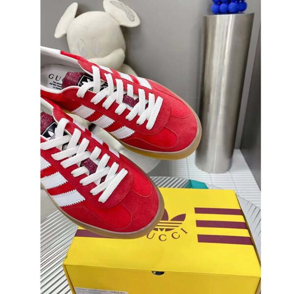 Gucci Unisex Adidas x Gucci Gazelle Sneaker Red Suede Trefoil Embossed (5)
