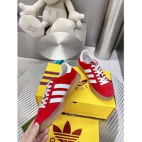 Gucci Unisex Adidas x Gucci Gazelle Sneaker Red Suede Trefoil Embossed (11)