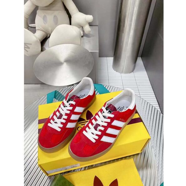 Gucci Unisex Adidas x Gucci Gazelle Sneaker Red Suede Trefoil Embossed ...