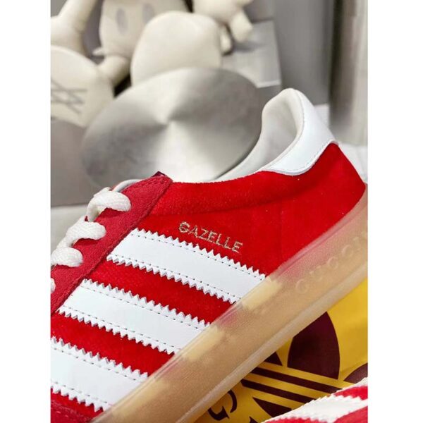 Gucci Unisex Adidas x Gucci Gazelle Sneaker Red Suede Trefoil Embossed (9)