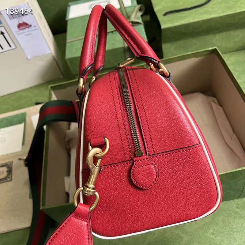 GUCCI X ADIDAS Monogram Calfskin Large Duffle Bag Red 1251204