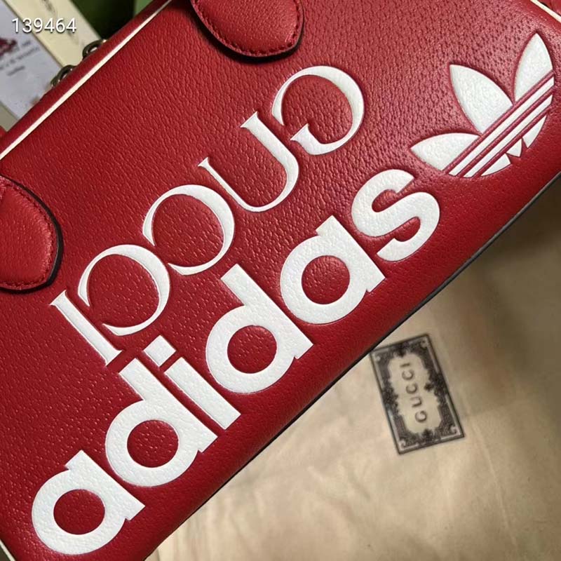 GUCCI X ADIDAS Monogram Calfskin Large Duffle Bag Red 1251204