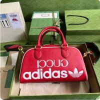 Gucci Unisex Adidas x Gucci Mini Duffle Bag Red Leather Interlocking G (3)