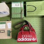 Gucci Unisex Adidas x Gucci Mini Duffle Bag Red Leather Interlocking G - Bild 6
