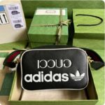 Gucci Unisex Adidas x Gucci Small Shoulder Bag Black Leather Interlocking G - Image 2