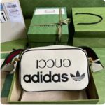 Gucci Unisex Adidas x Gucci Small Shoulder Bag White Leather Interlocking G – Image 2