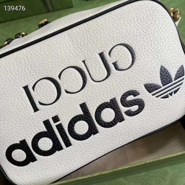 Gucci Unisex Adidas x Gucci Small Shoulder Bag White Leather Interlocking G (9)