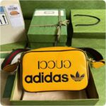 Gucci Unisex Adidas x Gucci Small Shoulder Bag Yellow Leather Interlocking G - Image 2