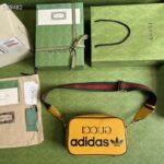 Gucci Unisex Adidas x Gucci Small Shoulder Bag Yellow Leather Interlocking G - Image 8