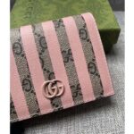 Gucci Unisex Card Case Wallet Double G Pink Stripe Print GG Supreme Canvas - immagine 8