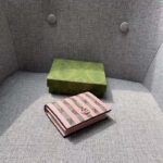 Gucci Unisex Card Case Wallet Double G Pink Stripe Print GG Supreme Canvas - immagine 6