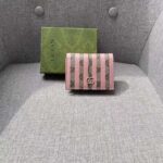 Gucci Unisex Card Case Wallet Double G Pink Stripe Print GG Supreme Canvas - immagine 4