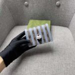 Gucci Unisex Card Case Wallet Enamel Ice Cream Blue Stripe Print Beige Ebony GG Supreme Canvas - Bild 7