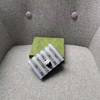Gucci Unisex Card Case Wallet Enamel Ice Cream Blue Stripe Print Beige Ebony GG Supreme Canvas (9)