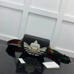 Gucci Unisex GG Adidas x Gucci Horsebit 1955 Mini Bag Black White Leather - immagine 2