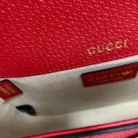 Gucci Unisex GG Adidas x Gucci Horsebit 1955 Mini Bag Red Leather Trefoil Print (9)