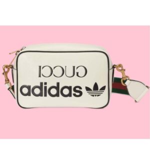 Gucci Unisex GG Adidas x Gucci Small Shoulder Bag White Leather Green Red Web