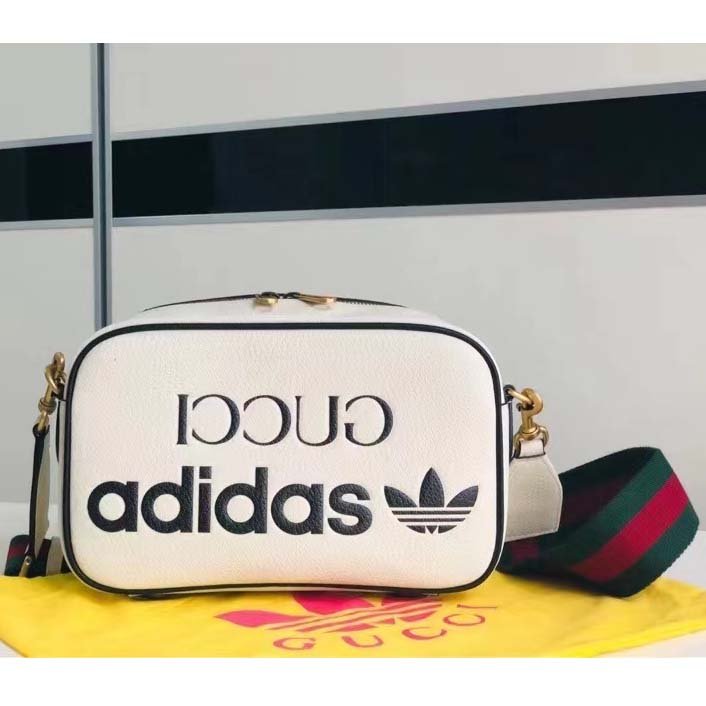 Gucci Unisex GG Adidas x Gucci Small Shoulder Bag White Leather 