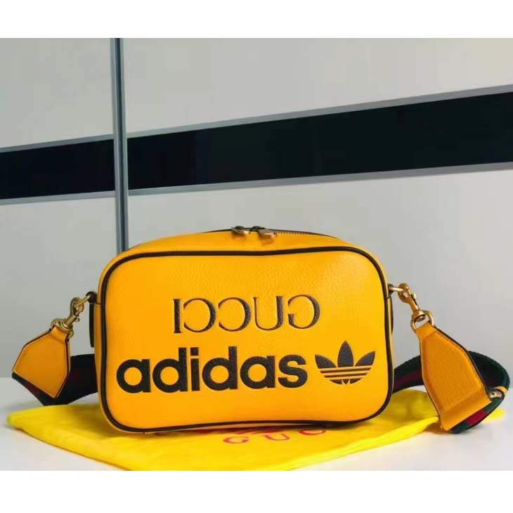 Gucci Unisex GG Adidas x Gucci Small Shoulder Bag Yellow Leather 