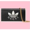 Gucci Unisex GG Adidas x Gucci Wallet chain Black White Leather Interlocking G