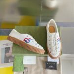 Gucci Unisex GG Interlocking G Sneaker Beige Organic Cotton Rubber Sole Flat - Imagen 2