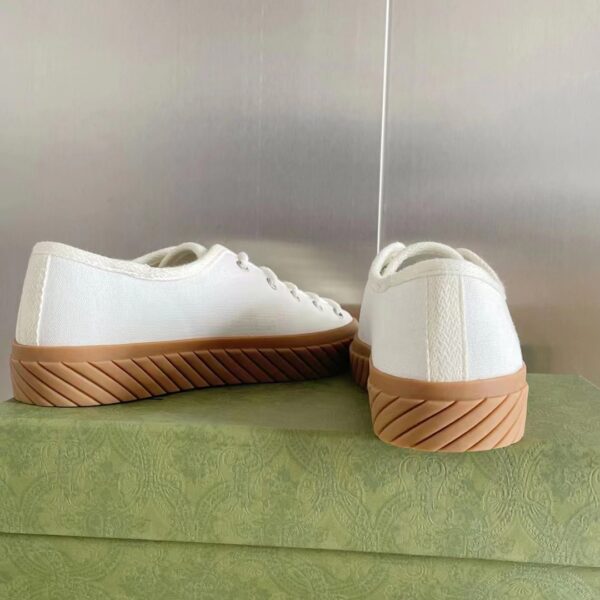 Gucci Unisex GG Interlocking G Sneaker Beige Organic Cotton Rubber Sole Flat (4)