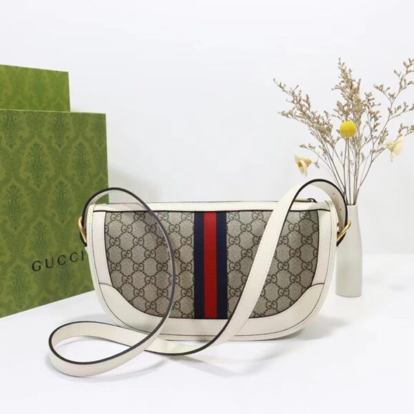 Gucci Unisex GG Ophidia Large Shoulder Bag Beige Ebony GG Supreme Canvas (6)
