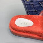 Gucci Unisex GG Platform Sandals Orange GG Cotton Sponge Rubber Sole 3 Cm heel - Image 9