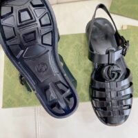 Gucci Unisex GG Sandal Double G Pink Transparent Rubber Sole Ankle Buckle Flat (4)