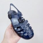 Gucci Unisex GG Sandal Double G Black Rubber Sole Ankle Buckle Flat - Image 8