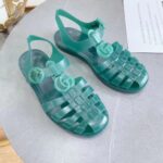 Gucci Unisex GG Sandal Double G Transparent Green Rubber Sole Ankle Buckle Flat – Bild 3