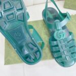 Gucci Unisex GG Sandal Double G Transparent Green Rubber Sole Ankle Buckle Flat – Bild 9