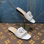 Gucci Unisex Interlocking G Cut-Out Slide Sandals White Leather Flat 1 cm Heel - Imagen 9