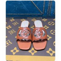 Gucci Unisex Interlocking G Slide Sandals Orange Leather Cut-Out Flat