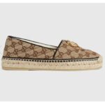 Gucci Unisex Matelassé Canvas Espadrille Beige Ebenholz Diagonal Matelassé Original GG Canvas