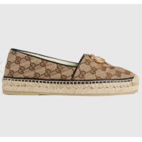 Gucci Unisex Matelassé Canvas Espadrille Beige Ebony Diagonal Matelassé Original GG Canvas