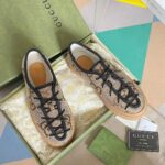 Gucci Unisex Maxi GG Sneaker Camel Ebony Canvas Rubber Sole Flat - immagine 5