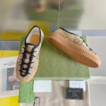 Gucci Unisex Maxi GG Sneaker Camel Ebony Canvas Rubber Sole Flat - immagine 6