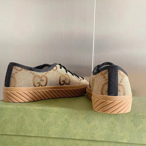 Gucci Unisex Maxi GG Sneaker Camel Ebony Canvas Rubber Sole Flat (3)