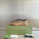 Gucci Unisex Maxi GG Sneaker Camel Ebony Canvas Rubber Sole Flat - immagine 2