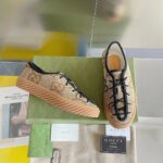 Gucci Unisex Maxi GG Sneaker Camel Ebony Canvas Rubber Sole Flat - immagine 3