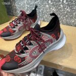 Gucci Unisex Run Sneaker Black Red GG Technical Knit Fabric Interlocking G Rubber - Imagen 7