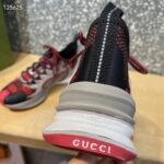 Gucci Unisex Run Sneaker Black Red GG Technical Knit Fabric Interlocking G Rubber - Imagen 10